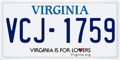 VA license plate VCJ1759