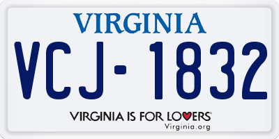 VA license plate VCJ1832