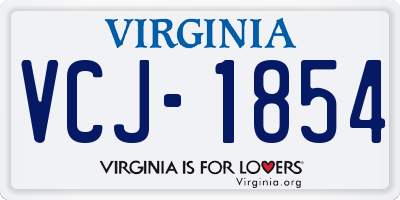 VA license plate VCJ1854
