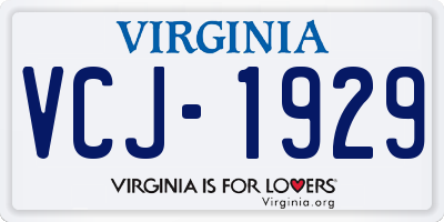 VA license plate VCJ1929