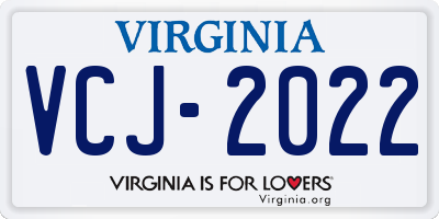 VA license plate VCJ2022