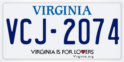 VA license plate VCJ2074