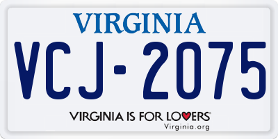 VA license plate VCJ2075