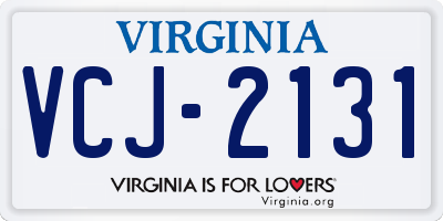 VA license plate VCJ2131
