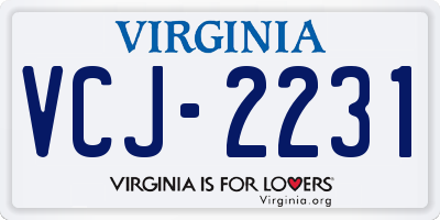 VA license plate VCJ2231