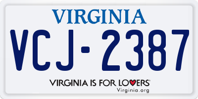 VA license plate VCJ2387