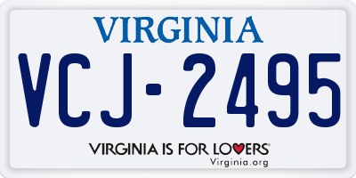 VA license plate VCJ2495