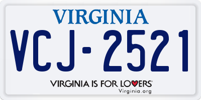 VA license plate VCJ2521