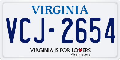 VA license plate VCJ2654
