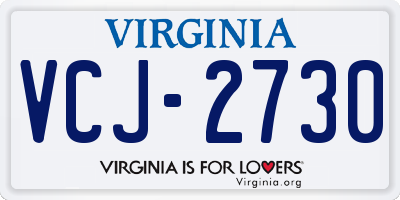 VA license plate VCJ2730
