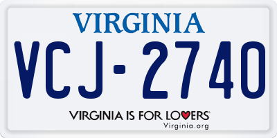 VA license plate VCJ2740