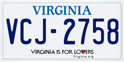 VA license plate VCJ2758