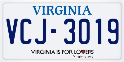 VA license plate VCJ3019