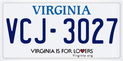 VA license plate VCJ3027