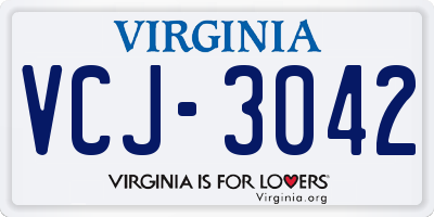 VA license plate VCJ3042