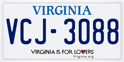 VA license plate VCJ3088