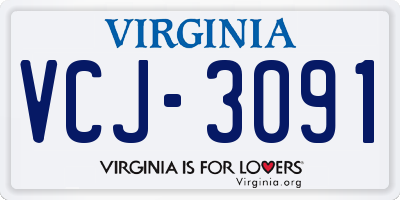 VA license plate VCJ3091