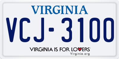 VA license plate VCJ3100
