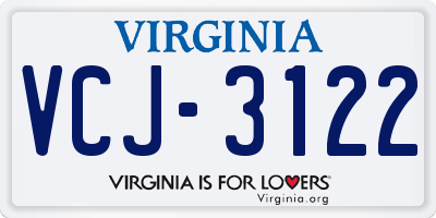 VA license plate VCJ3122