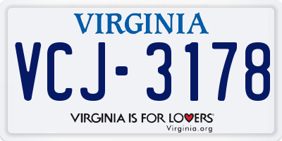 VA license plate VCJ3178