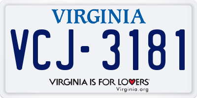 VA license plate VCJ3181