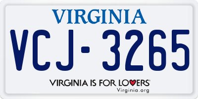 VA license plate VCJ3265