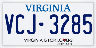 VA license plate VCJ3285