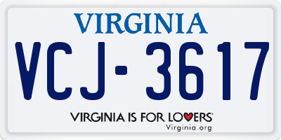 VA license plate VCJ3617