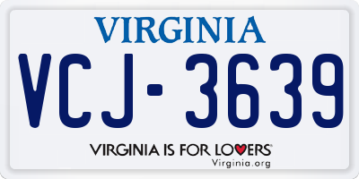 VA license plate VCJ3639