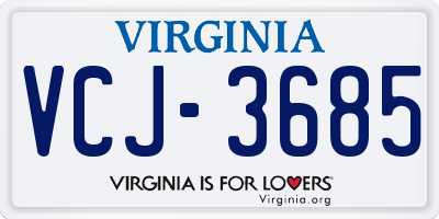 VA license plate VCJ3685
