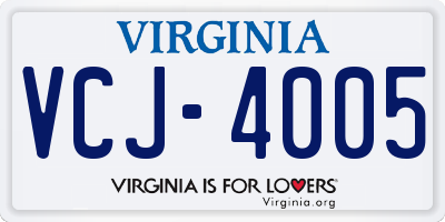 VA license plate VCJ4005