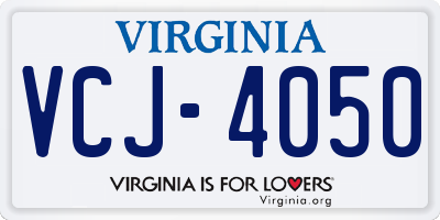 VA license plate VCJ4050