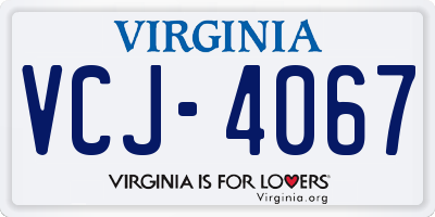 VA license plate VCJ4067