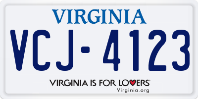 VA license plate VCJ4123