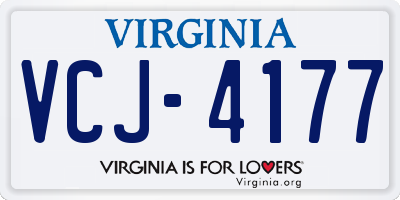 VA license plate VCJ4177