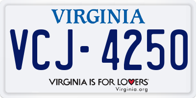 VA license plate VCJ4250