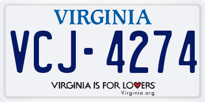 VA license plate VCJ4274