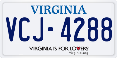 VA license plate VCJ4288