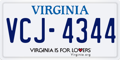 VA license plate VCJ4344
