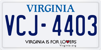 VA license plate VCJ4403