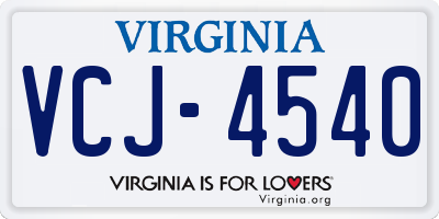 VA license plate VCJ4540