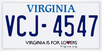 VA license plate VCJ4547