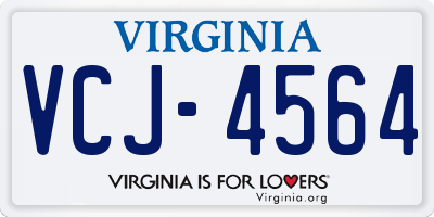 VA license plate VCJ4564