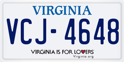 VA license plate VCJ4648