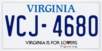 VA license plate VCJ4680