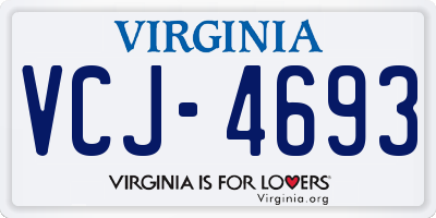 VA license plate VCJ4693