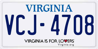 VA license plate VCJ4708