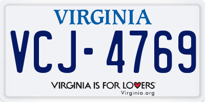 VA license plate VCJ4769