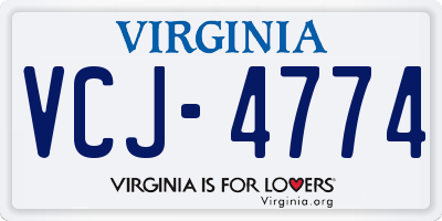 VA license plate VCJ4774
