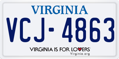 VA license plate VCJ4863
